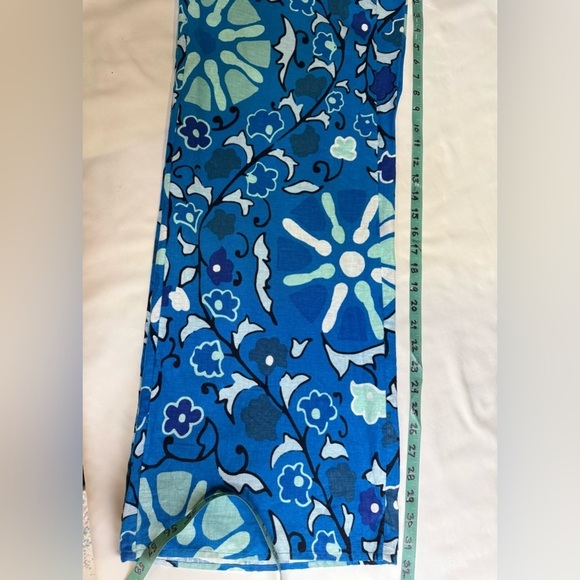 RHODE Blue Floral Linen blend wide leg  flutter sleeve Jumpsuit size S - Picture 13 of 13